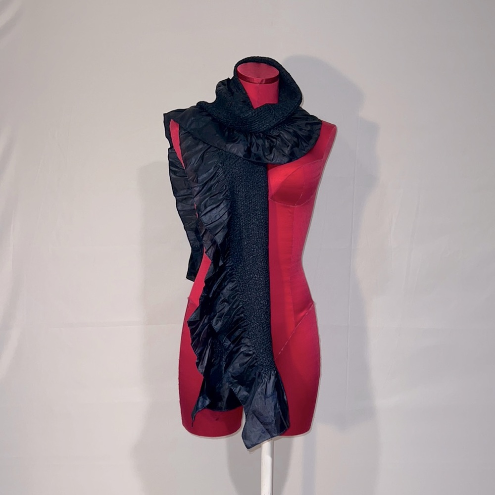 Beverly Hills Boutique Gorgeous Dark Eggplant Satin Ruffled Scarf/Wrap/Shawl!